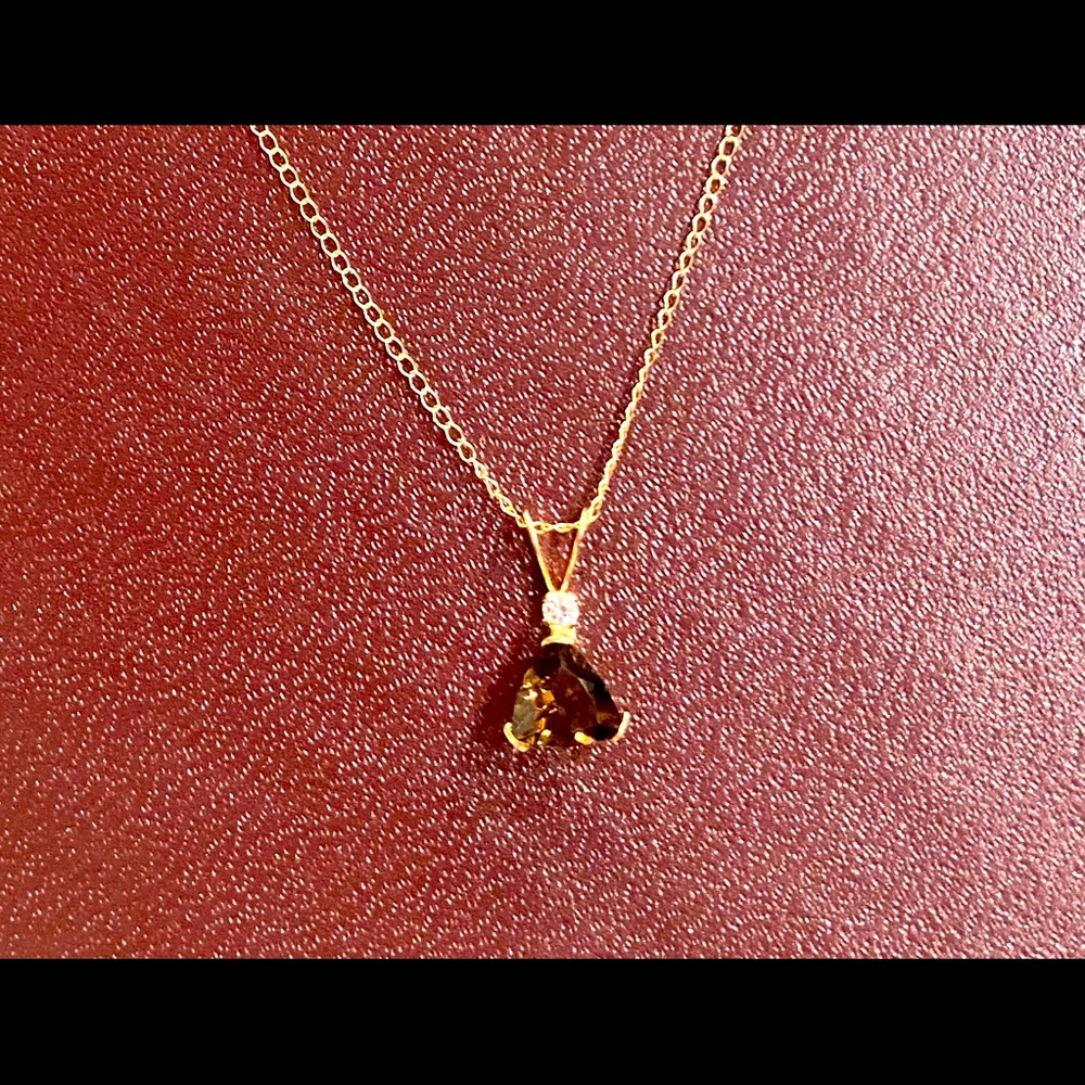 10k Gold Smokey Topaz Pendant